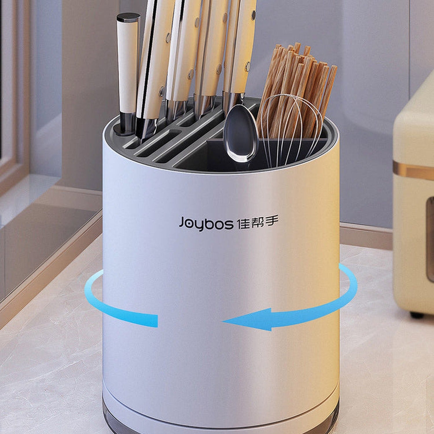 Joybos - Organizador De Cuchillos Redondo Con Ranura Universal Para Cocina Blanco
