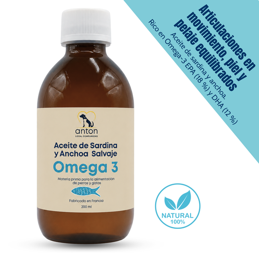 Suplemento natural Omega-3 para perros y gatos – Aceite de sardina y anchoa salvaje 200 ml_0