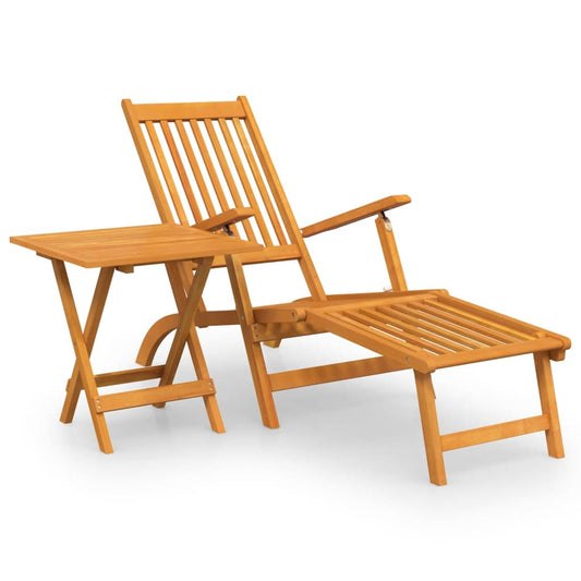 Vidaxl Silla De Jardín Con Reposapiés Y Mesita Madera Maciza De Acacia_0