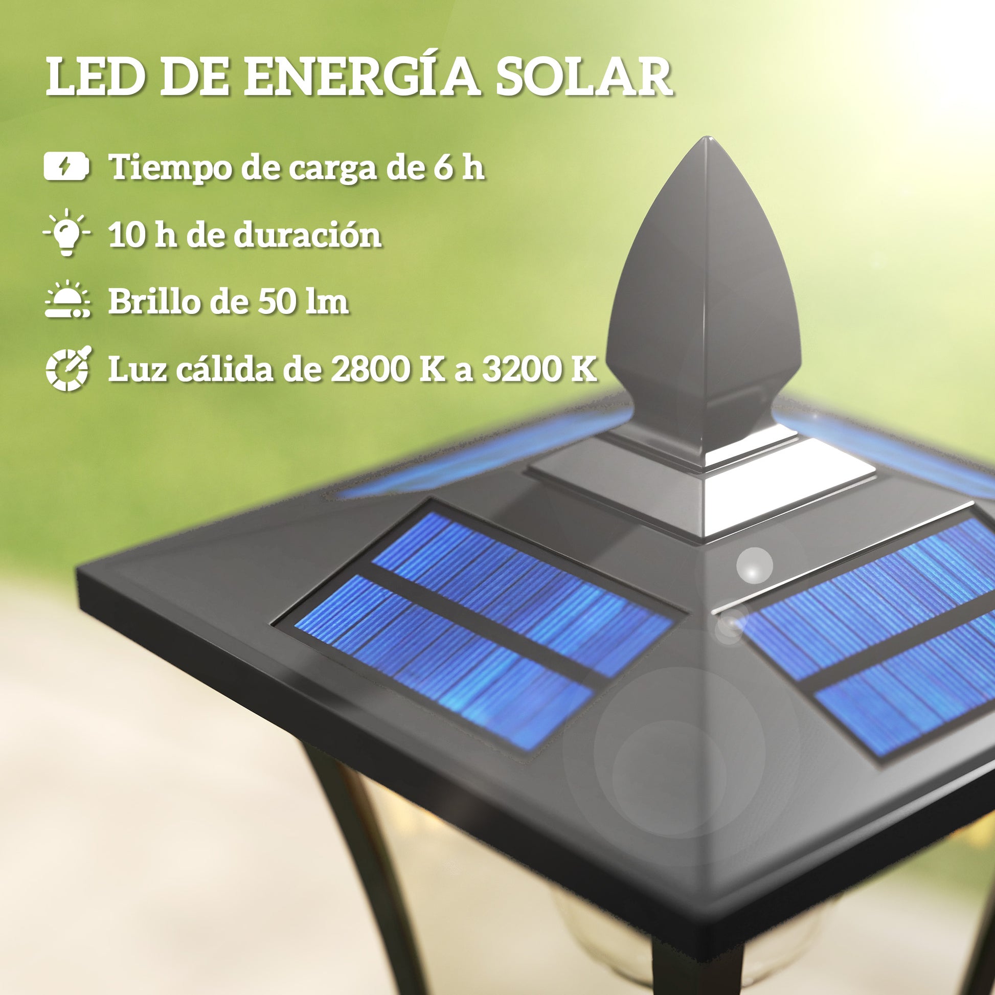 Outsunny Farola Solar Exterior De Jardín Con Macetero_3