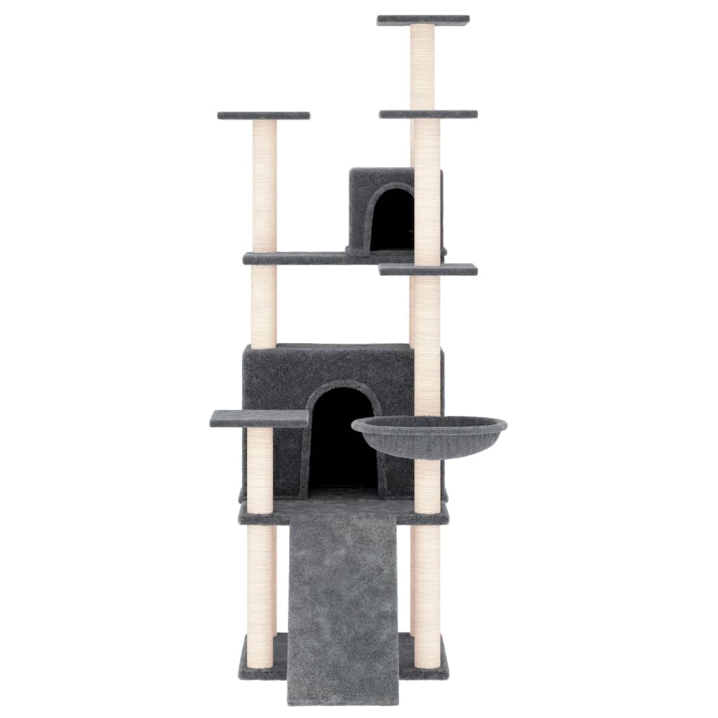Rascador Para Gatos Con Postes De Sisal Gris Oscuro 154 Cm_2