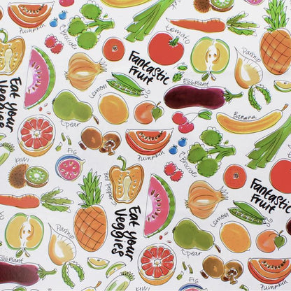 Mantel Hule Rectangular Frutas Fantasia. Impermeable Antimanchas Pvc 140 Cm. X 20 Metros. Rollo Recortable. Interior Y Exterior