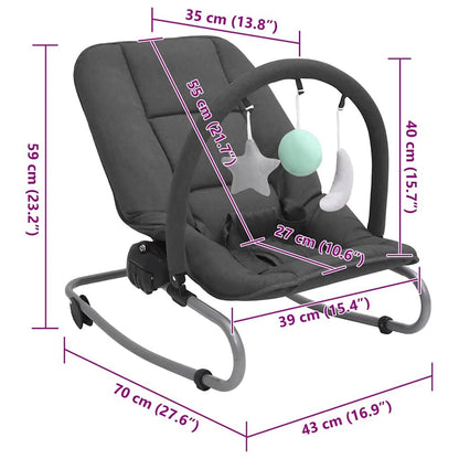 Vidaxl Hamaca Mecedora Para Bebés De Acero Gris Antracita_2