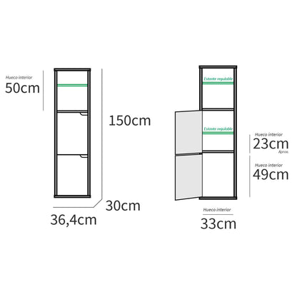 Columna De Baño, Mueble Auxiliar, Armario Alto Estilo Moderno 150x36,5x30 Cm Espacio Almacenaje, Briebe, Aura, Madera_5