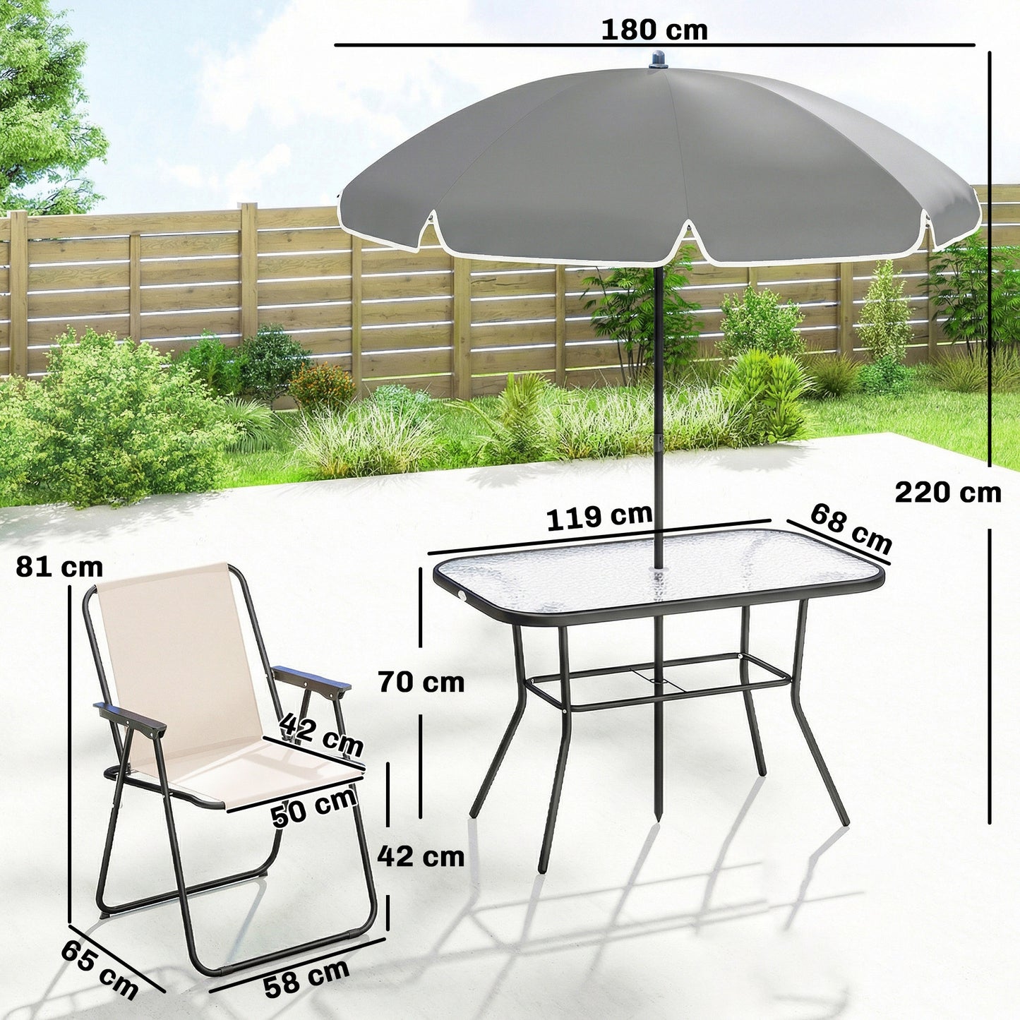 Outsunny Conjunto De Mesa Y Sillas Jardín De 8 Piezas Crema_2