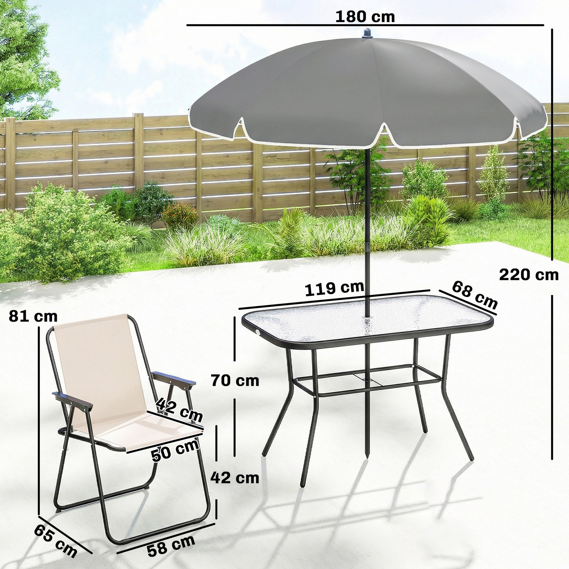 Outsunny Conjunto De Mesa Y Sillas Jardín De 8 Piezas Crema_2