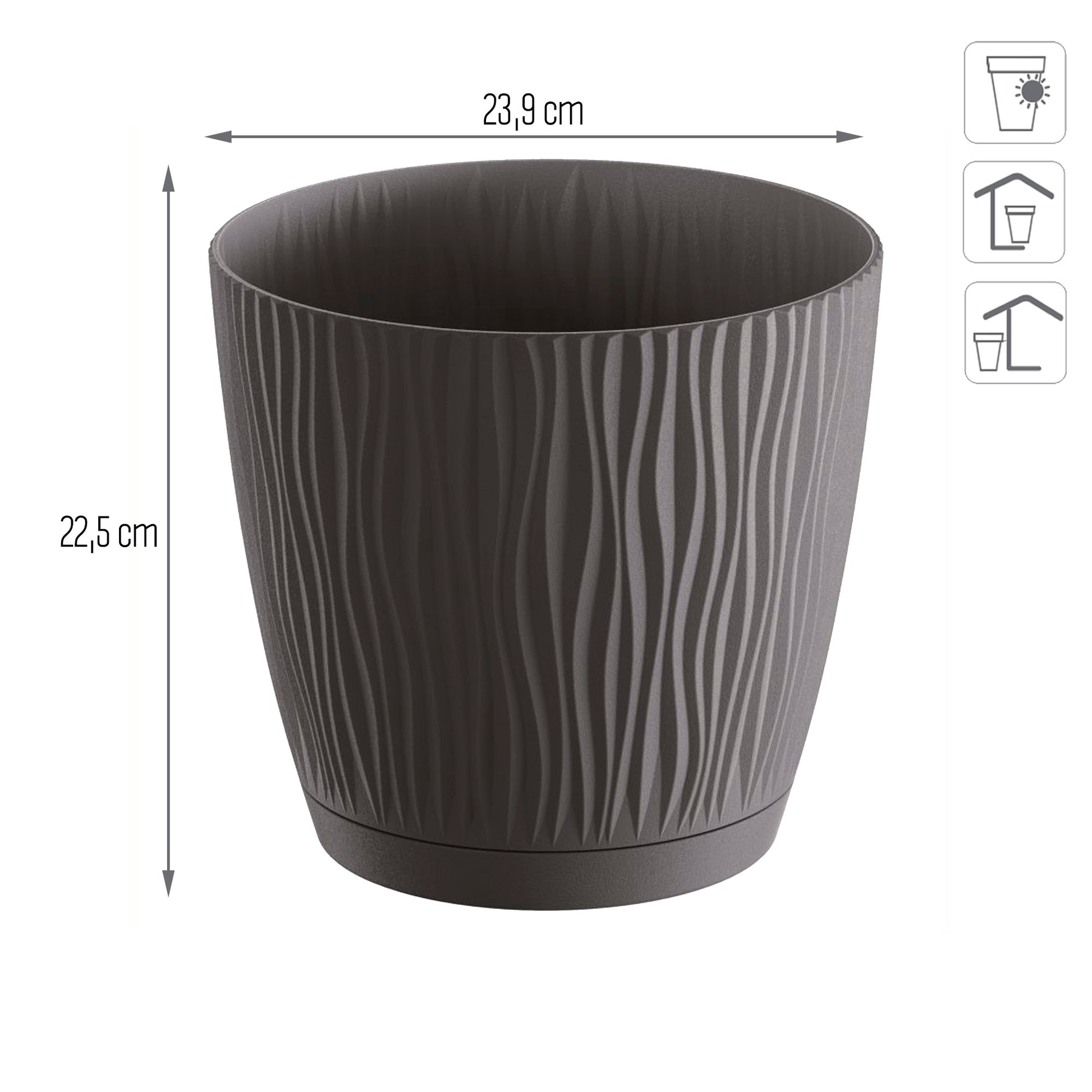 Maceta Sandy P, Dimensiones (mm) 239x239x225, Color Antracita_2