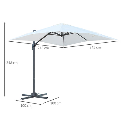 Outsunny Sombrilla Aluminio Jardín Con Rotación 360° Inclinable 5 Niveles Beige_2