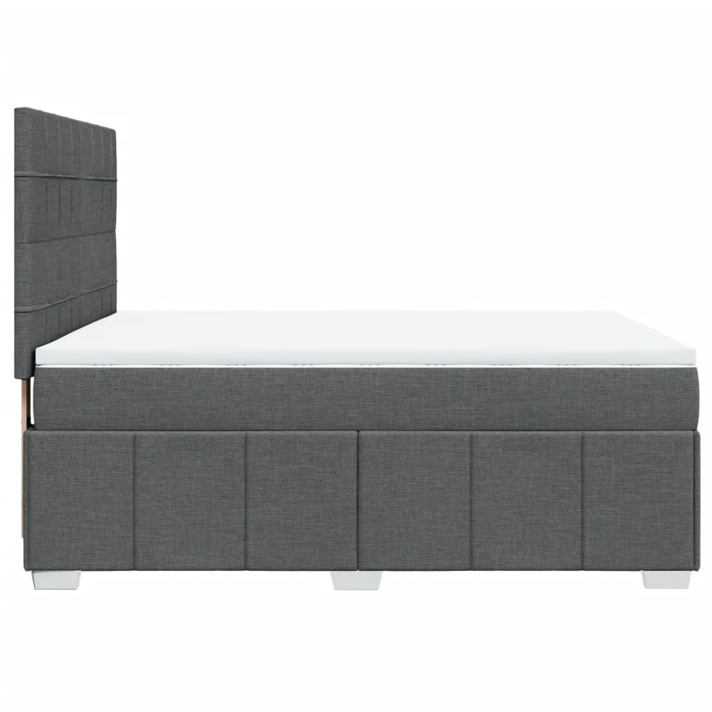 Cama Box Spring Con Colchón Tela Gris Oscuro 160x200 Cm / Vetonek_5