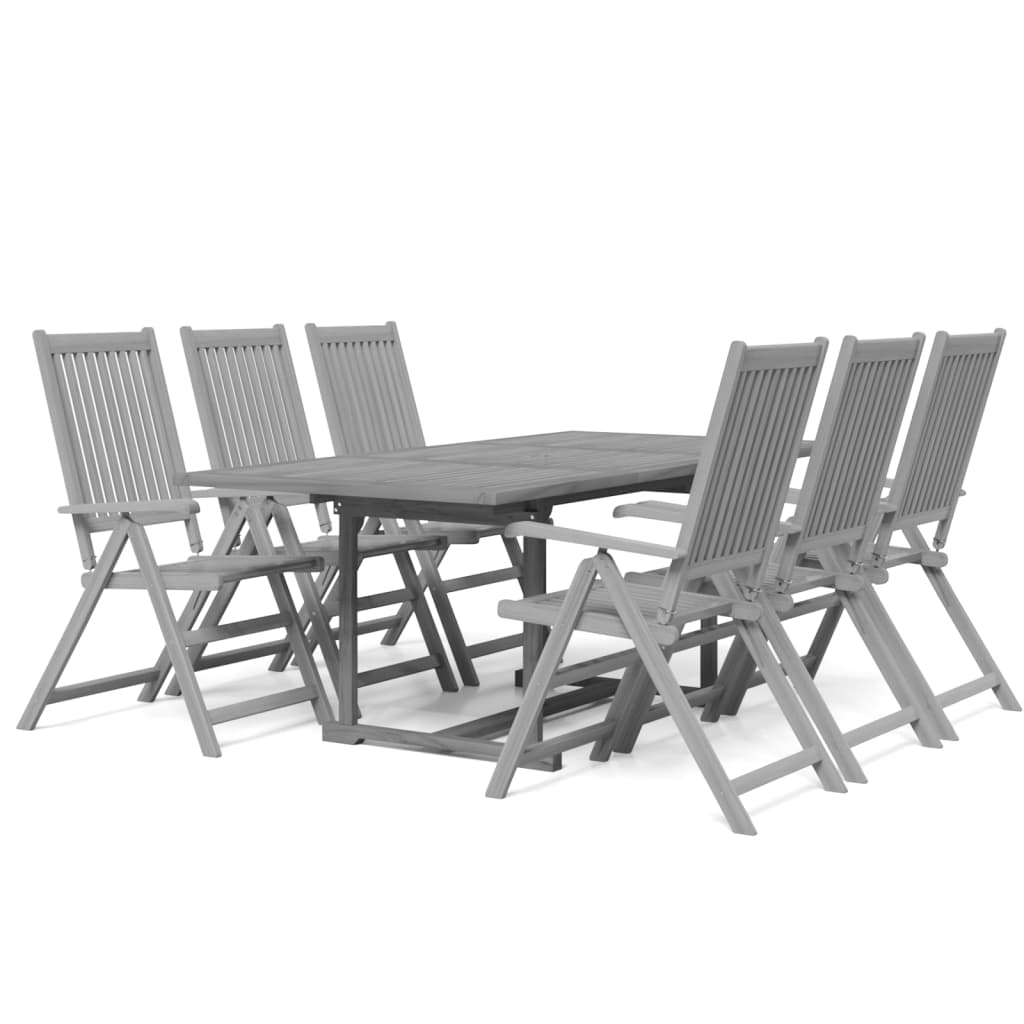 Juego De Comedor Para Jardín 7 Piezas Madera Maciza De Acacia / Vetonek_1
