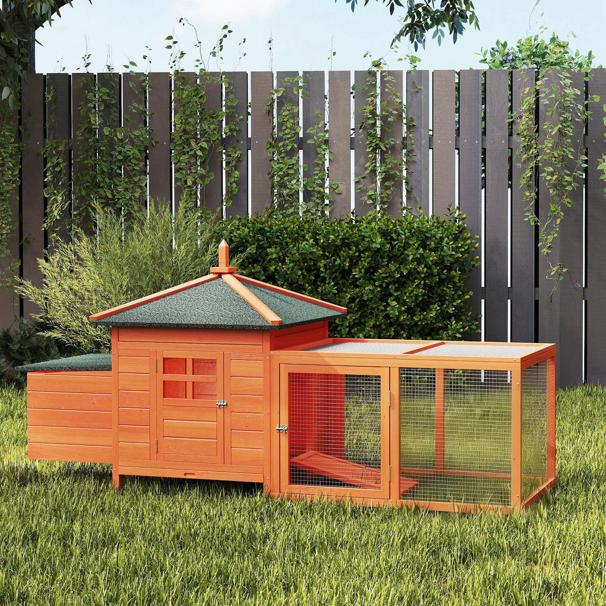 Pawhut Gallinero De Madera Exterior Con Nidos Corral 196x76x97 Cm Naranja_3