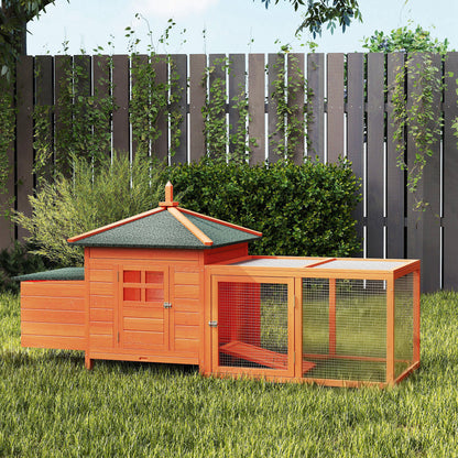 Pawhut Gallinero De Madera Exterior Con Nidos Corral 196x76x97 Cm Naranja_3