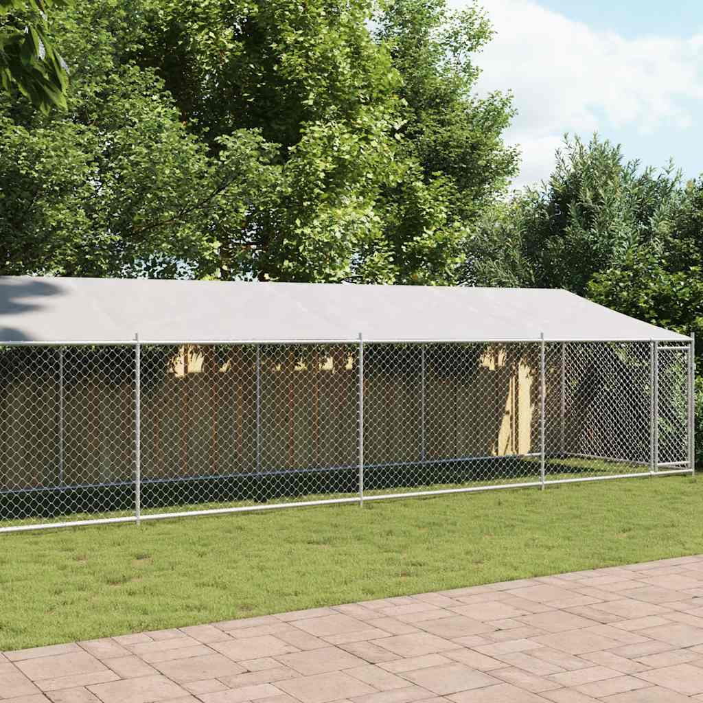 Jaula De Perros Techo Y Puerta Acero Galvanizado Gris 12x2x2 M_1