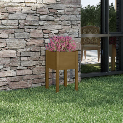Jardinera De Madera Maciza De Pino Marrón Miel 40x40x70 Cm_1