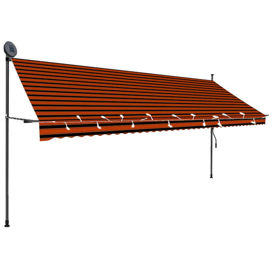Toldo Manual Retráctil Con Led Naranja Y Marrón 400 Cm_0