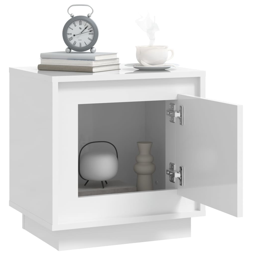 Mesitas De Noche 2 Uds Madera Blanco Brillante 44x35x45 Cm_3