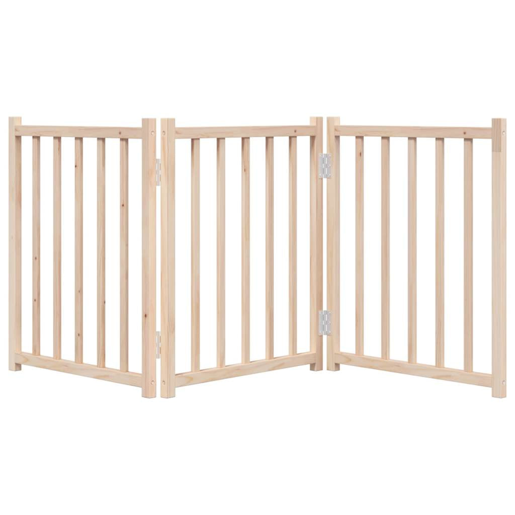 Vidaxl Puerta Para Perros Plegable 3 Paneles Madera De Abeto 150 Cm_3
