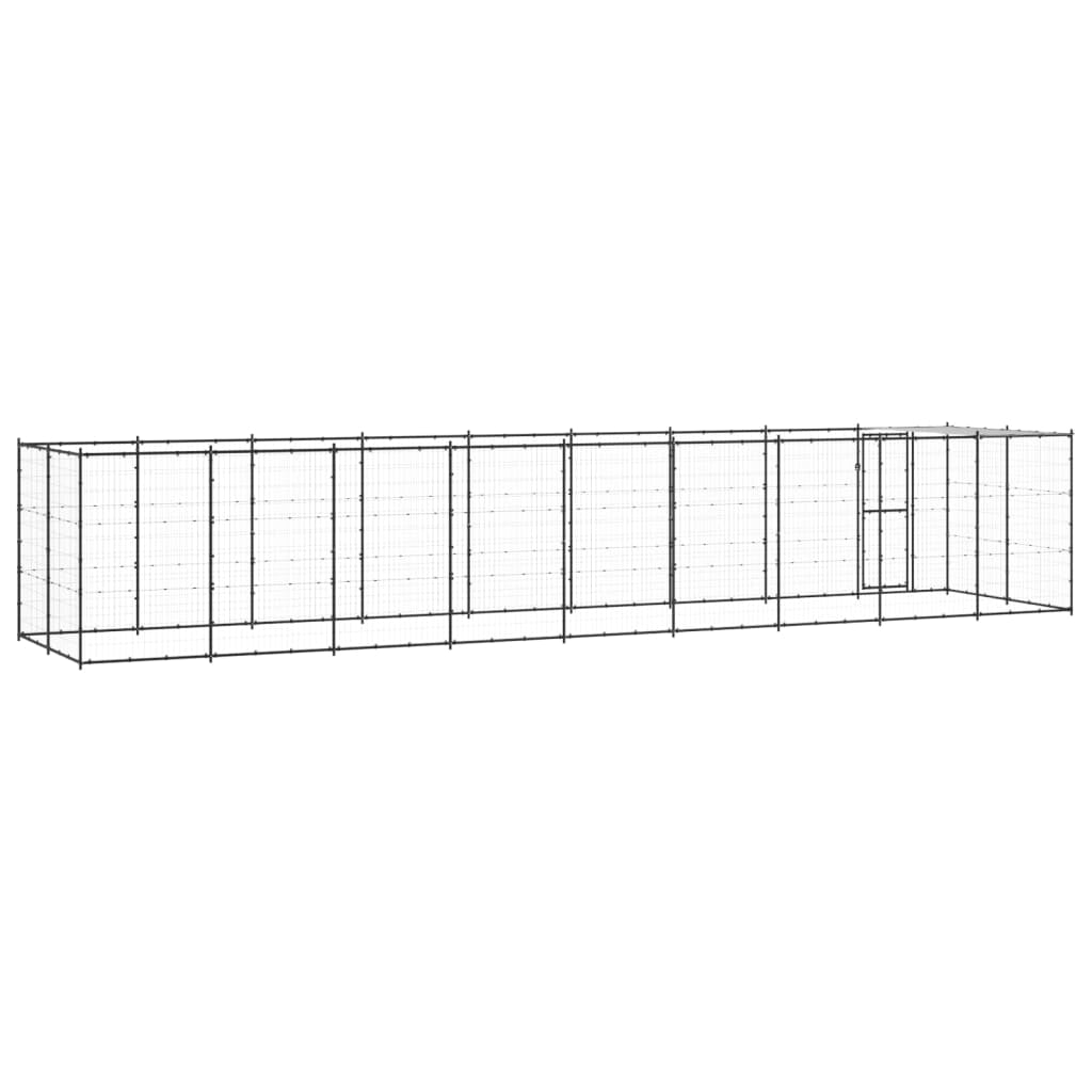 Vidaxl Perrera De Exterior De Acero Con Techo 21,78 M²_3