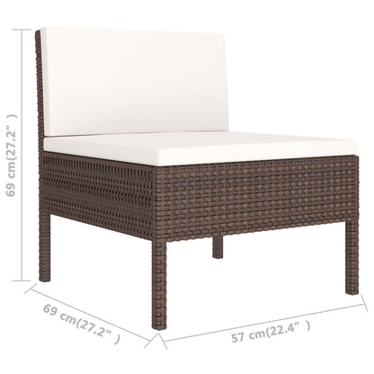 Vidaxl Set Muebles De Jardín 5 Pzas Y Cojines Ratán Sintético Marrón_4