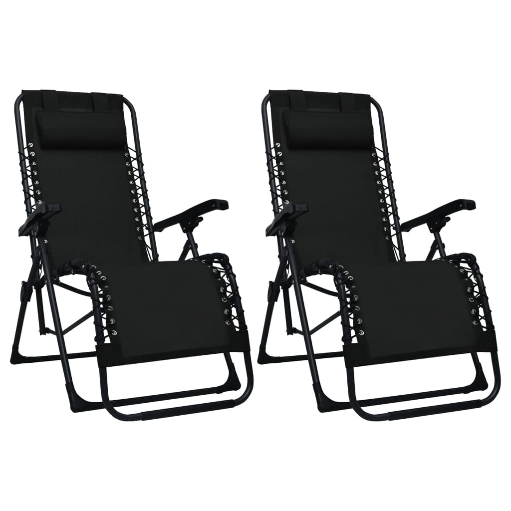 Sillas Plegables 2 Unidades Textilene Negro_0