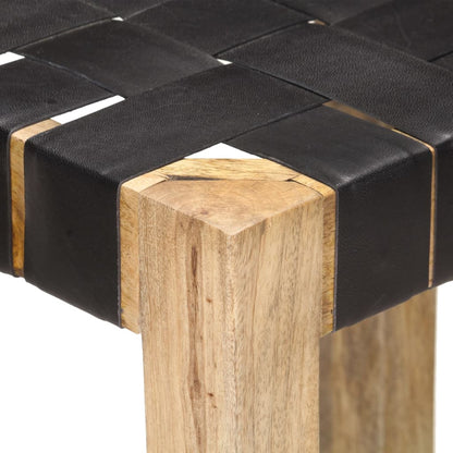 Taburetes De Cocina 2 Unidades Cuero Auténtico Negro 75 Cm_3