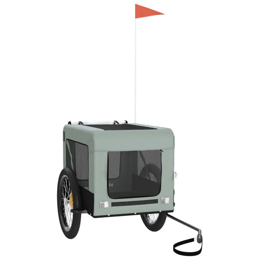 Vidaxl Remolque De Bicicleta Mascotas Hierro Tela Oxford Gris Negro_0