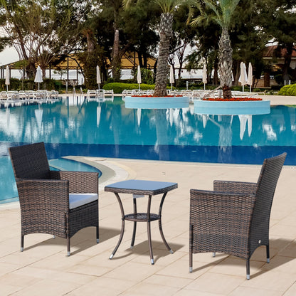 Outsunny Conjunto De Ratán 1 Mesa 2 Sillas Para Jardín Exterior Patio Terraza_1