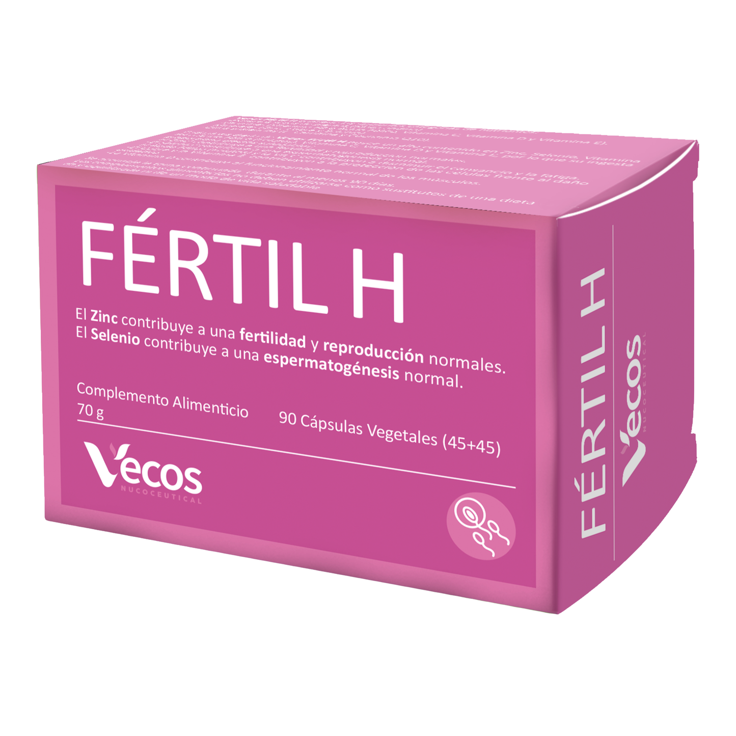 Fértil H Vecos 45+45 Cápsulas | Estimulación De Fertilidad Masculina | Zinc + Selenio_0