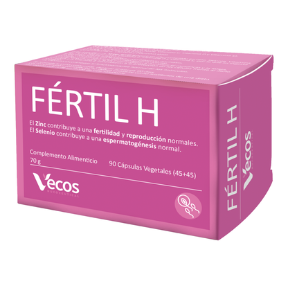Fértil H VECOS (45+45 cápsulas) | Estimulación de Fertilidad masculina | Zinc + Selenio | Maca andina + L-Carnitina_0