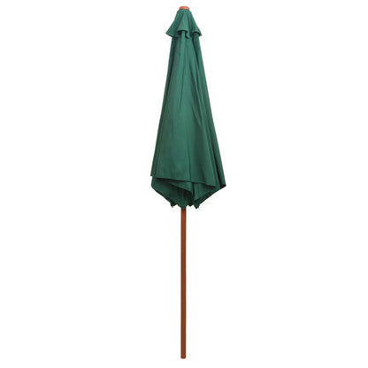 Vidaxl Sombrilla Con Palo De Madera Verde 270x270 Cm_4