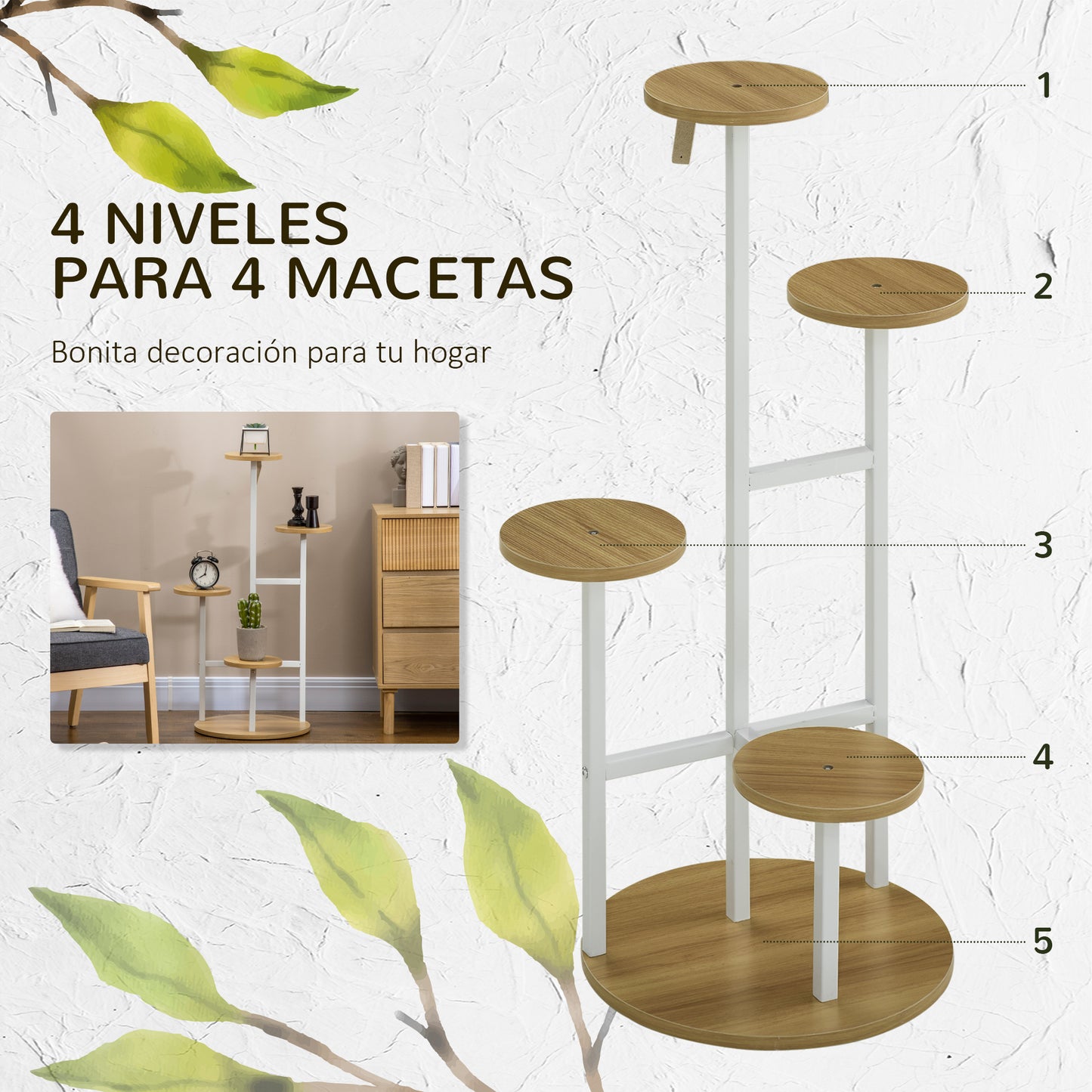 Outsunny Soporte Para Plantas De 4 Niveles Con Marco De Acero 40x40x95,5 Cm_3
