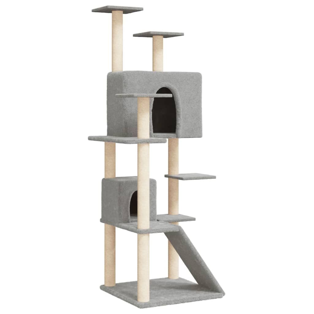 Vidaxl Rascador Para Gatos Con Postes De Sisal Gris Claro 153 Cm_0
