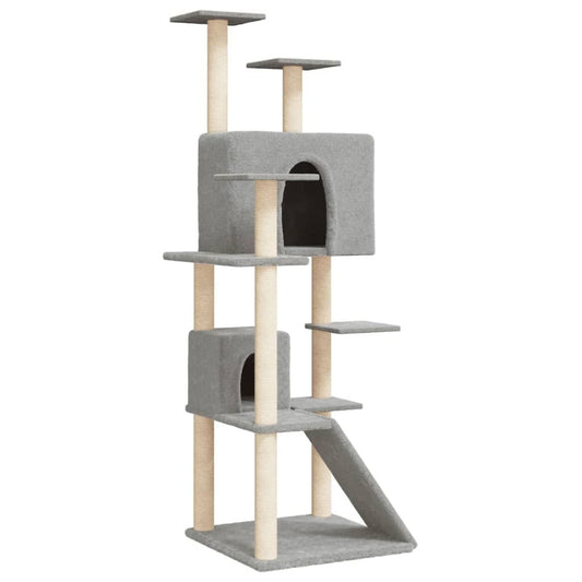 Vidaxl Rascador Para Gatos Con Postes De Sisal Gris Claro 153 Cm_0