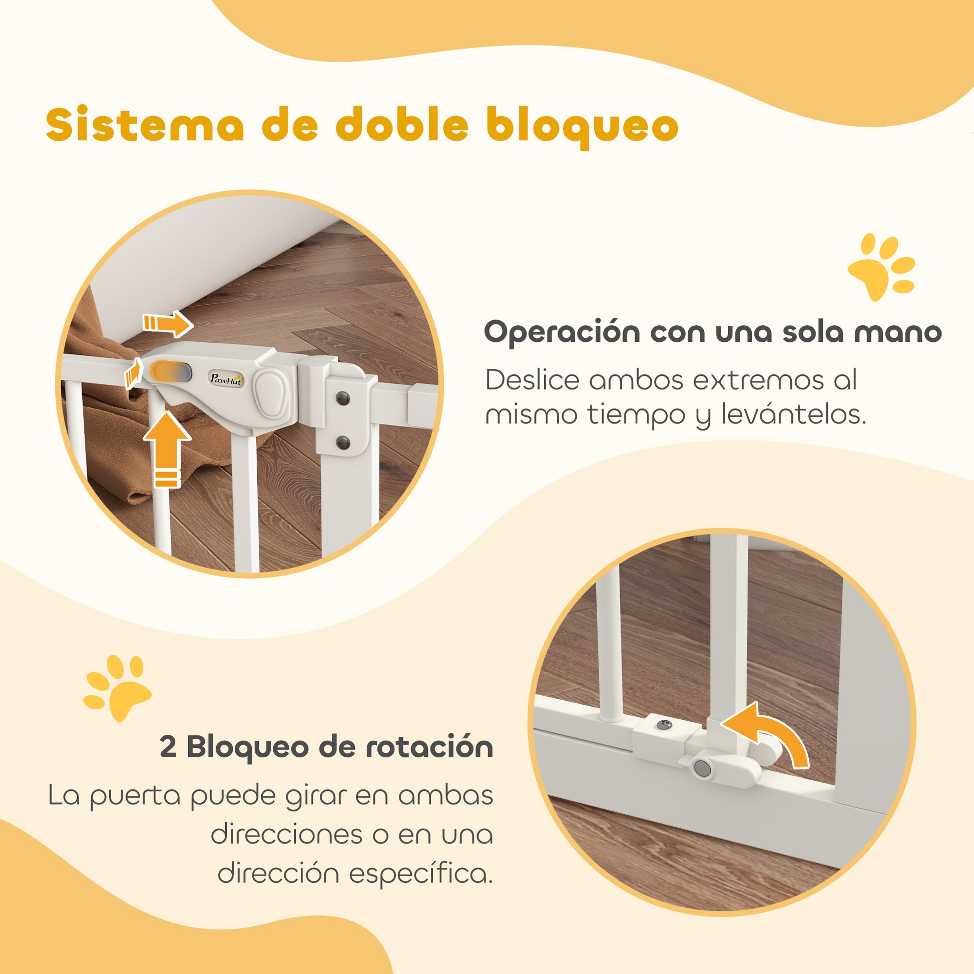 Pawhut Barrera De Seguridad Extensible Para Puertas 74-147,5x76,2 Cm Blanco_5