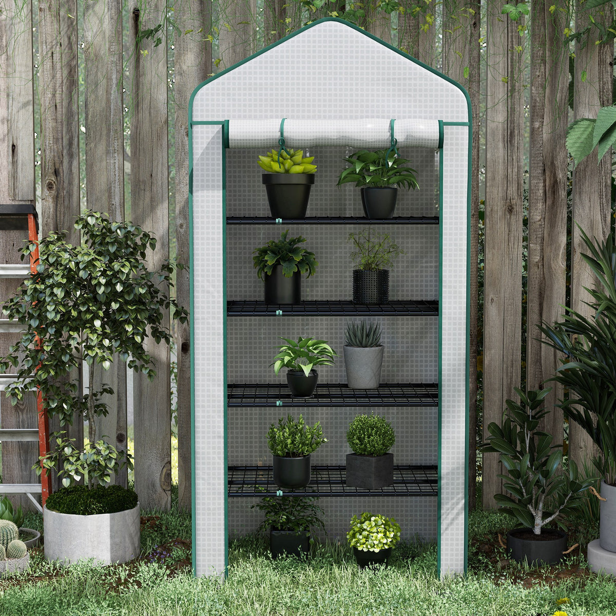 Invernadero De Jardín Outsunny Pe, Acero Blanco 90x49x193cm 845-937v00wt_4