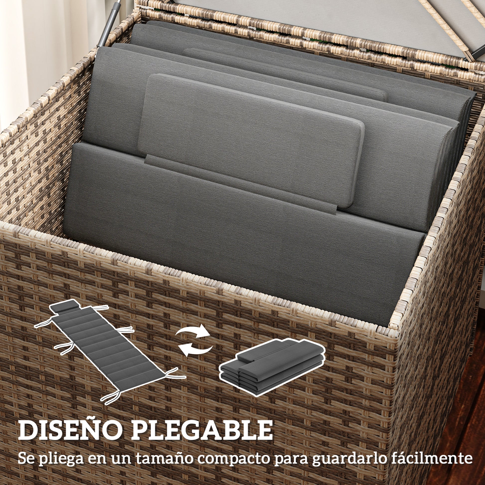 Outsunny Pack 2 Cojines Para Tumbonas Plegables 203x66x3 Cm Con Reposacabezas_5