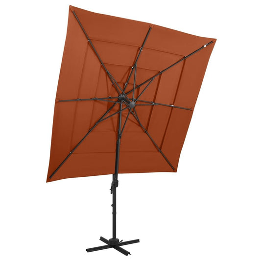 Vidaxl Sombrilla Jardín 4 Niveles Palo Aluminio Terracota 250x250 Cm_0