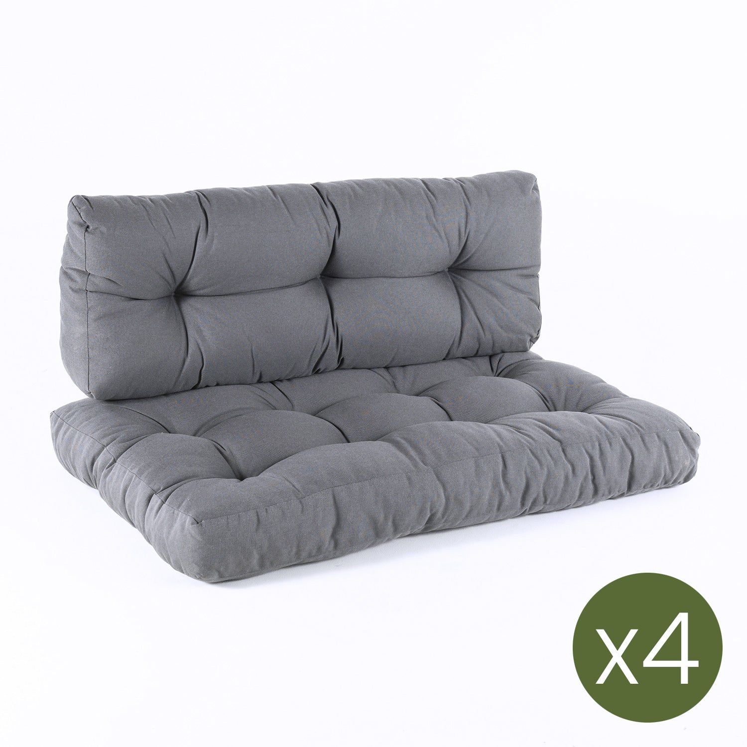 Pack 4 Cojines Para Palets, Cojín De Asiento 80x120x16 Cm + Cojín Respaldo 42x120x16 Cm, Olefin Color Gris, Repelente Al Agua_2