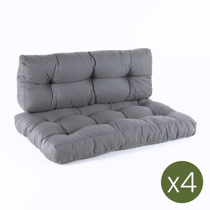 Pack 4 Cojines Para Palets, Cojín De Asiento 80x120x16 Cm + Cojín Respaldo 42x120x16 Cm, Olefin Color Gris, Repelente Al Agua_2