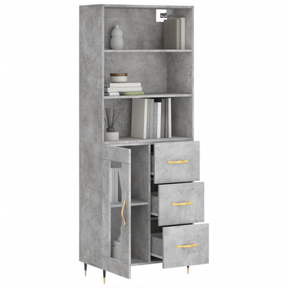 Aparador Alto Madera Contrachapada Gris Hormigón 69,5x34x180 Cm_2
