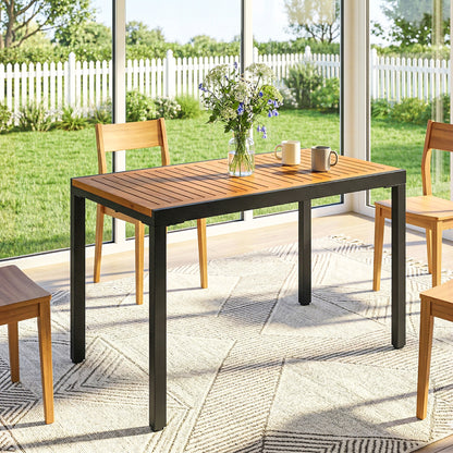 Outsunny Mesa De Jardín Extensible 100/150x70 Cm Con Agujero Para Sombrilla Teca_4