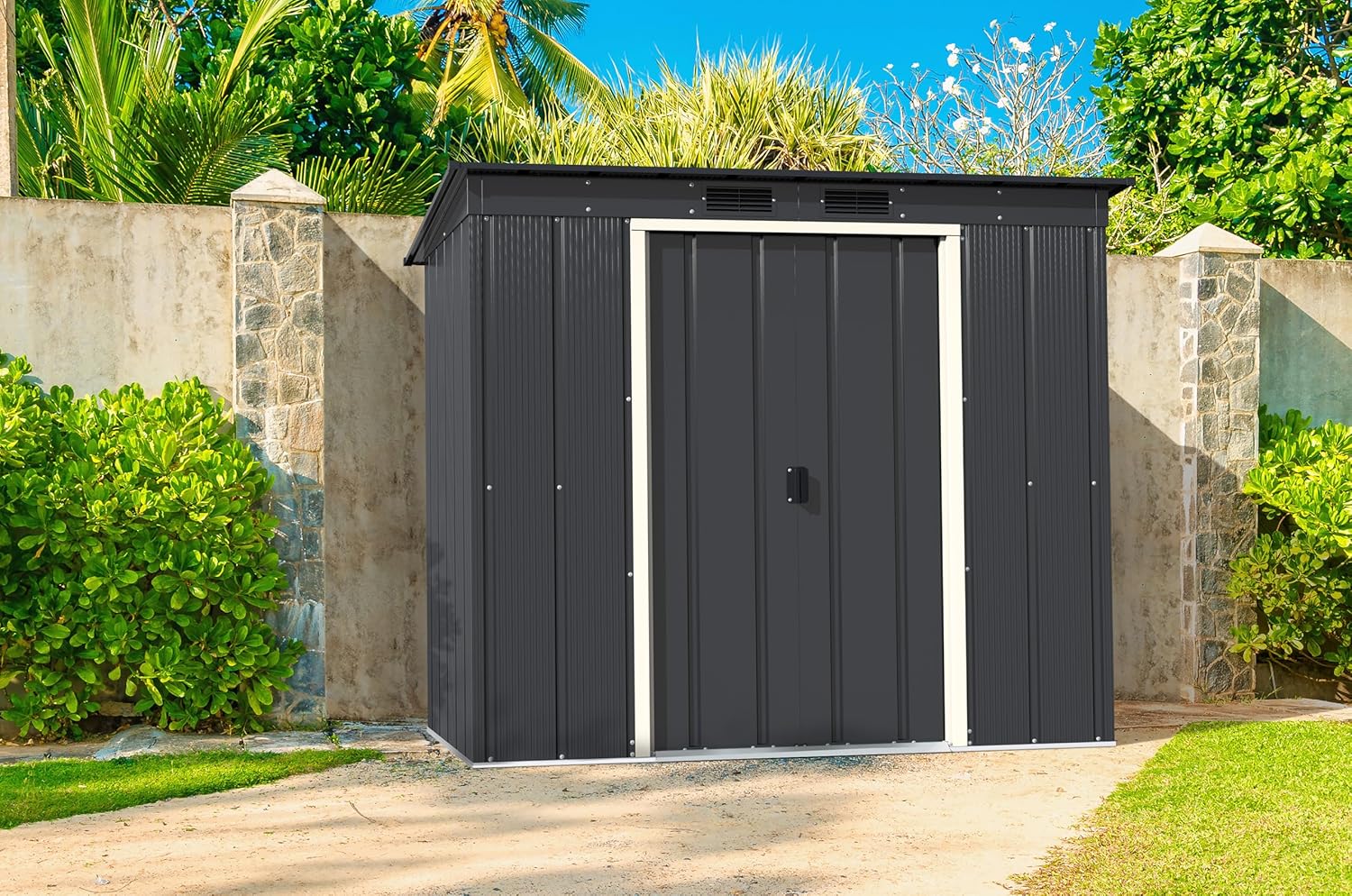 Duramax - Caseta Jardín - Eco Pent Roof 6x4 - Metal - Color Gris Antracita_1