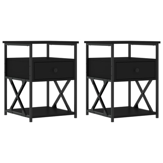 Mesitas De Noche 2 Uds Madera De Ingeniería Negro 40x42x55 Cm_0