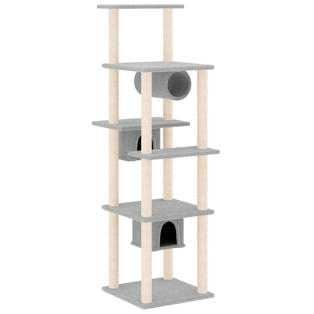 Rascador Para Gatos Con Postes De Sisal Gris Claro 169 Cm_0