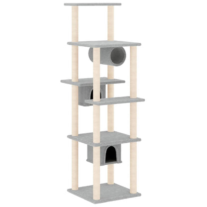 Rascador Para Gatos Con Postes De Sisal Gris Claro 169 Cm_0