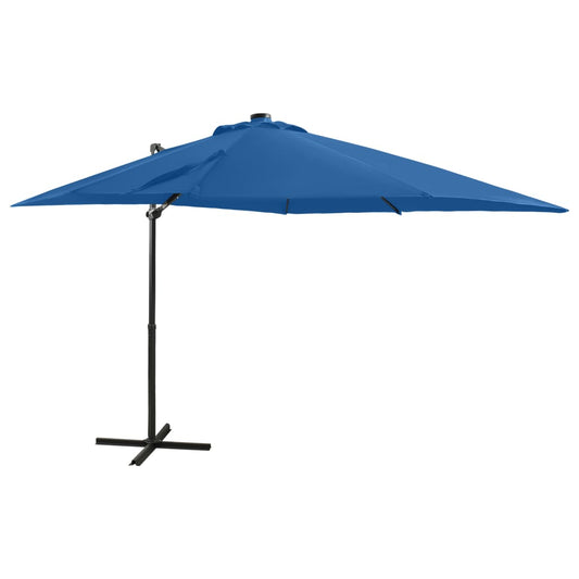 Vidaxl Sombrilla Jardín Voladiza Palo Y Luces Led Azul Celeste 250 Cm_0
