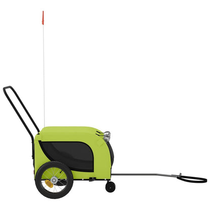 Vidaxl Remolque De Bicicleta Mascotas Hierro Tela Oxford Verde Negro_4
