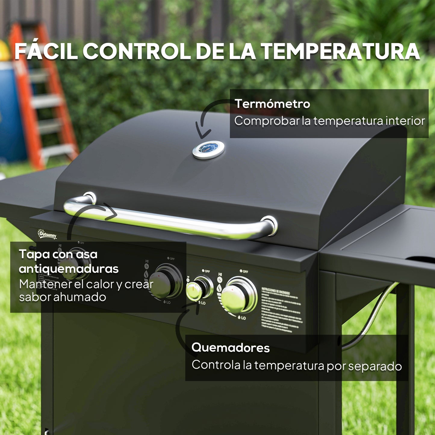 Outsunny Barbacoa De Gas Bbq Gas Con 3+1 Quemadores 8_4
