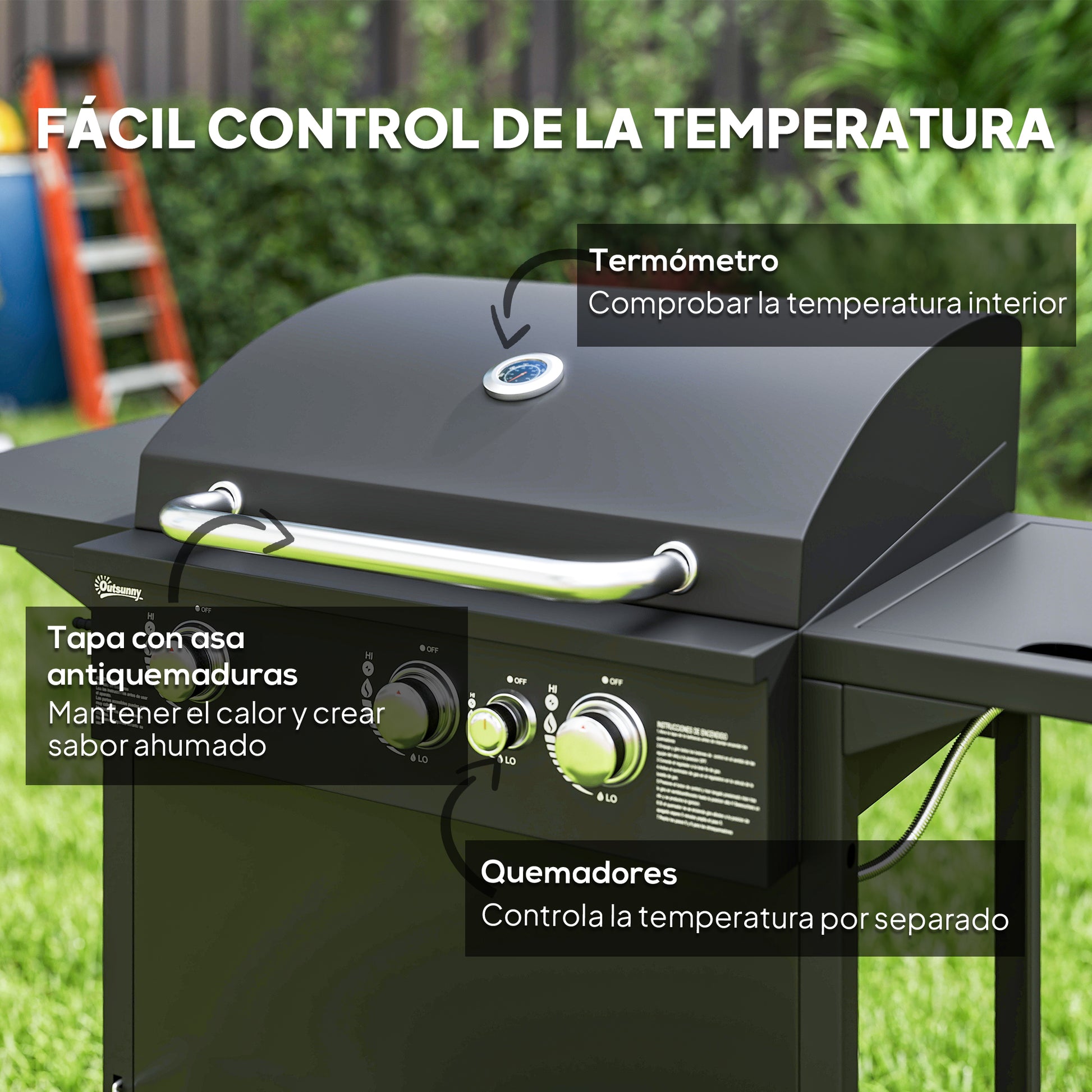 Outsunny Barbacoa De Gas Bbq Gas Con 3+1 Quemadores 8_4