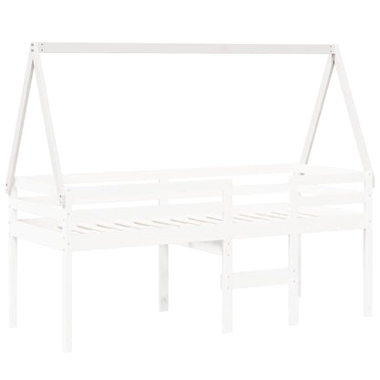 Techo De Cama Infantil Madera Maciza Pino Blanco 199x95,5x88 Cm_2